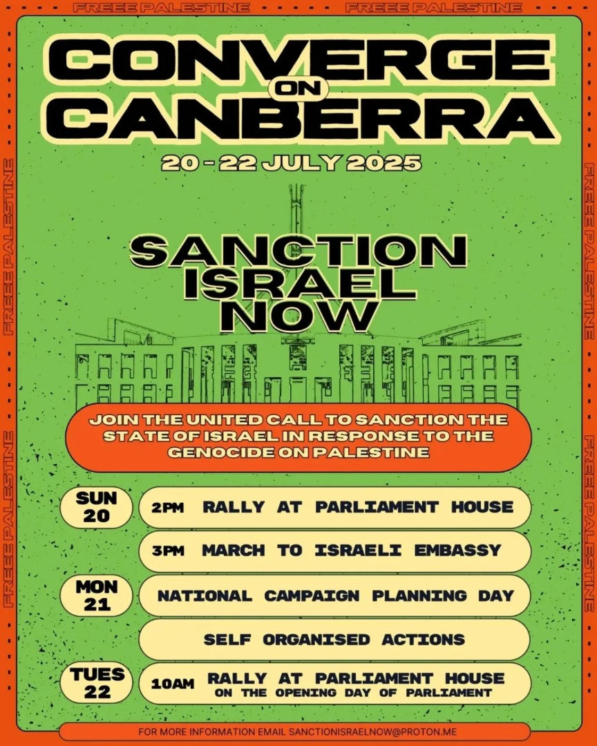 National Convergence on Canberra - Sanction Israel now!