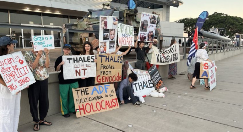 Protesters tell Thales it is not welcome in the NT